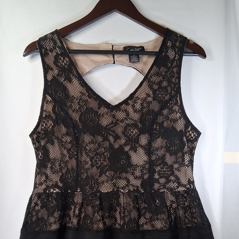 Candidate Women's Black and Nude Cocktail Dress Size Large